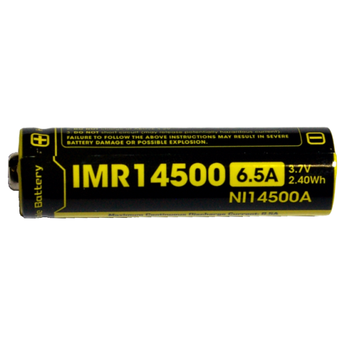 Akumulátor IMR 14500 Li-Mn  3,7V / 650mAh, 2,4Wh (6,5A)