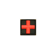 Nášivka Medic kříž  3D černo-červena